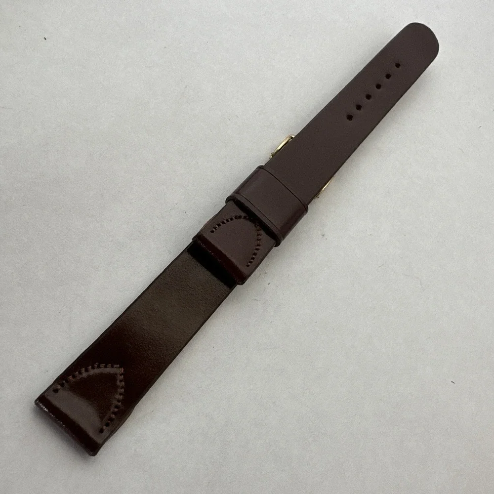 JB Champion Vintage Shell Cordovan Leather Watch Strap Brown 5/8 Gold Buckle NOS